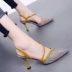 Dép ba lỗ mùa hè mũi nhọn giày cao gót 2018 thời trang mới của Hàn Quốc