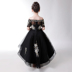 Đầm trẻ em một bên vai công chúa váy cô gái lông đen chủ nhà biểu diễn catwalk váy cho bé gái 10 tuổi Váy trẻ em