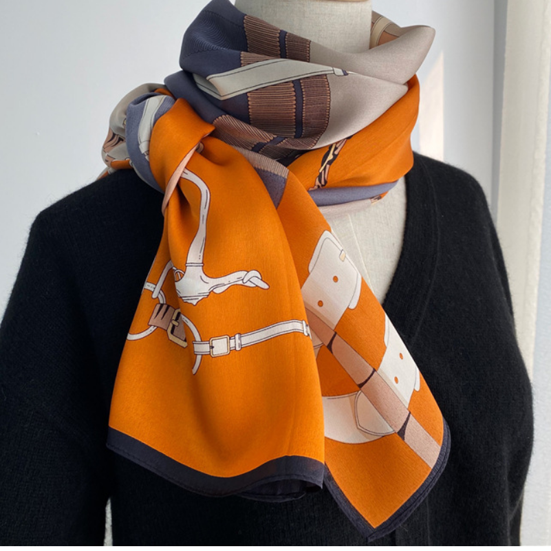 Hangzhou Silk Scarf Women's Mulberry Silk Spring and Autumn Long Silk Scarf Long All-match Silk Scarf High-end Fashion Shawl Gift