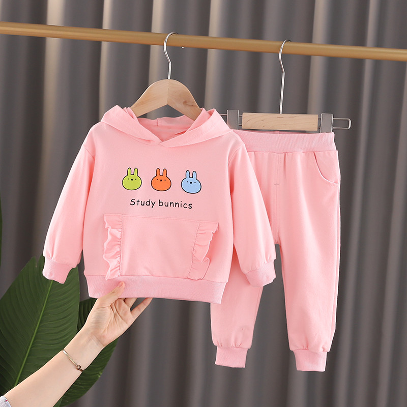 3 Rabbits Suit PinkBaby girl suit Foreign style spring baby child clothes spring and autumn 1 One 3 year 0 Children's clothes 2 children girl spring clothes