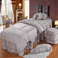 Mới bông vẻ đẹp giường bao gồm bốn bộ nút đơn giản retro phong cách cơ thể massage giường bao gồm bốn bộ màu xám tùy chỉnh ga trải giường spa
