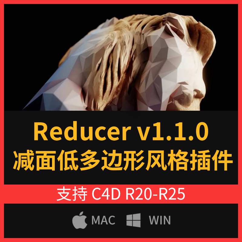 C4D减面低多边形风格插件 Reducer v1.1.0 For C4D R20-R25 英文