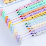 Корейская канцелярские канцелярские товары освещение ручка Morandi Macaron Color Marte Label Notes 6 Цвет двойные головы