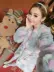 Shanshan đi kèm với cùng một đoạn màu xám in đáy giả lông thỏ dày lên trong phần dài phiên bản Hàn Quốc của quần áo mùa thu đông mới của phụ nữ áo khoác lót lông nam Faux Fur
