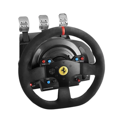 Покажите будущие гоночные гонки Fanatec Tamarst T300 Ferrari версия симагического рулевого колеса педали
