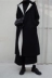 Sunyvonne tự chế mùa đông Yoji Yamamoto tối đôi sử dụng đường viền cổ áo trắng lót áo len dài áo khoác nữ dáng suông Áo khoác dài