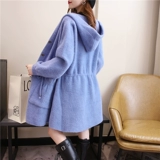 Демисезонное двусторонное шерстяное пальто, толстовка с капюшоном, свитер, куртка, коллекция 2023, в корейском стиле, увеличенная толщина