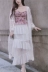 Hàn quốc phiên bản của chic retro floral ống top + cao eo là mỏng bánh váy + ren cardigan mặt trời áo bảo vệ phù hợp với phụ nữ mùa hè