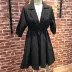 Momo STUDIO 061-001-574 mới mùa thu bất thường áo gió dài eo áo khoác nữ đẹp 2021 Trench Coat