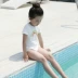 Đồ bơi trẻ em 2-8 tuổi Kem chống nắng Xiêm khô nhanh tay ngắn suối nước nóng Cô gái 5 tuổi Đồ bơi tam giác Cô gái đồ bơi - Bộ đồ bơi của Kid áo tắm cho bé Bộ đồ bơi của Kid