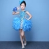 Cô gái ăn mặc mô hình sàn catwalk chương trình công chúa váy máy chủ fluffy váy hoa cô gái váy cưới trẻ em quần áo hiệu suất