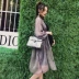 Phụ nữ mang thai mùa hè ăn mặc thời trang mô hình 2018 new voan lỏng dài tay áo mang thai bên ngoài mang thai phụ nữ áo sơ mi mùa hè đồ bộ bầu đẹp Áo thai sản