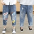 2019 New Boy Boy Jeans Spring Big Kids Loose Quần thường xuyên Quần mỏng Harem Quần chân - Quần jean