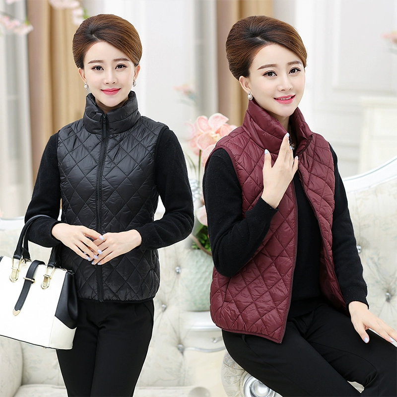 Mùa thu và mùa đông phụ nữ trung niên và cao tuổi mới xuống áo khoác cotton cho mẹ áo trung niên - Áo vest