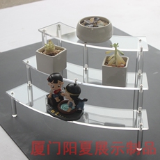 Витрина 亚克力化妆品弧形三层阶梯架首饰珠宝手办动漫模型玩具香水展示架