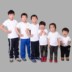 Tinh khiết bông trắng trẻ em của t-shirts cho nam và nữ vòng cổ lỏng ngắn tay vẽ tay trắng từ bi cha mẹ và con tùy chỉnh áo thun bé trai xuất khẩu Áo thun