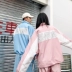 Prank Kiss Li Yunuo thời trang đường phố nguyên bản Prks mùa thu tinh nghịch đôi áo khoác lửng trùm đầu áo khoác nam Áo gió