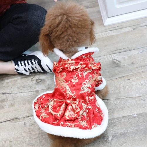 Щенок Новогодний год династия Тедди Тедди Тедди Толстый домашний собака четыре боевого фильма осень и зимний Новый год приятная хлопчатобумажная одежда.