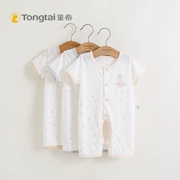 Tong Tai mùa hè bé phương thức nửa tay áo jumpsuit 3-6-9-12 tháng người đàn ông và phụ nữ bé ngắn tay áo mở 裆 quần áo