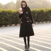 2017 mùa đông mới của phụ nữ Hàn Quốc eo là áo len mỏng của phụ nữ tính khí dài áo len màu đen Accentuated eo áo