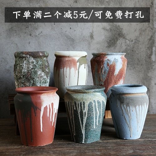 Купить два минус 5 юань -сирот керамическая ваза гидропонный цветок ретро и старый керамический цветок для удара по дому дома украшения