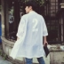 Mùa xuân của nam giới Hàn Quốc áo gió lỏng phần dài thanh niên cá tính siêu mỏng thoáng khí mùa hè dài quần áo chống nắng áo khoác Áo gió