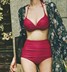 2018 mới Hàn Quốc rượu vang đỏ eo cao che bụng thép tấm tụ tập bikini bikini mảnh mai nữ bộ bơi dài tay nữ Bikinis