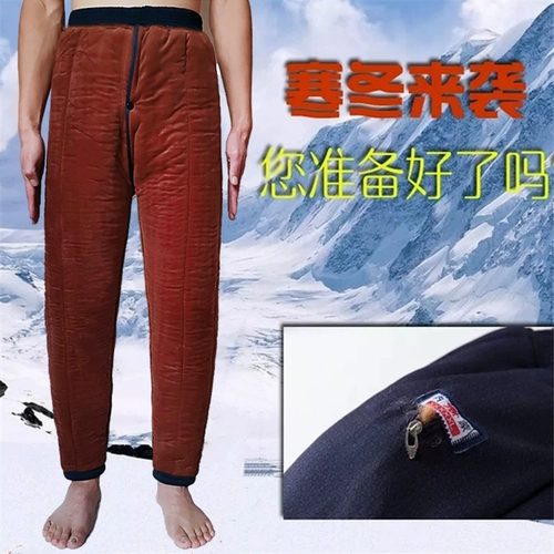 Зимние флисовые бархатные удерживающие тепло штаны, для среднего возраста, увеличенная толщина, высокая талия