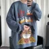INSstudios trend ins Áo len in hình One Piece Lufei nam áo chui đầu dáng rộng thương hiệu hợp thời trang hàng đầu