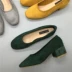 Phiên bản Hàn Quốc ~ đơn giản, da lộn tròn đầu nông miệng thời trang hoang dã thấp để giúp giày đơn khí chất OL dày với giày nữ giày thủy triều giày the thao nữ cao cấp Giày cắt thấp