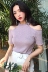 Mùa hè mới thời trang tính khí cổ áo phần mỏng áo len slim slim sexy strapless đáy áo sơ mi nữ áo nữ Đan Cardigan