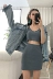 Hàn Quốc phiên bản mới chic nữ retro mỏng hoang dã v- cổ sling + bag hip váy mỏng hai mảnh phù hợp với
