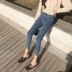 Mùa xuân mới retro cũ rửa hoang dã slim slimming jeans chân quần nữ chín điểm quần bút chì sinh viên quần bò chun Quần jean