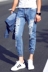 Quần xã hội 2018 quần jeans nam lỗ chín quần nhanh tay đỏ nam với quần chân tinh thần thời trang nam cao cấp Cao bồi