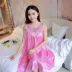 Bà Xia băng lụa nightdress cộng với phân bón để tăng không tay vest đồ ngủ ren sợi phần mỏng dịch vụ nhà phụ nữ mang thai có thể mặc Đêm đầm