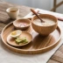 Phong cách nhật bản khay gỗ rắn vòng khay trà màu gỗ chai nước ấm trái cây bánh mì khay bàn ăn lớn tấm gỗ Tấm