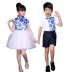 Ngày thiếu nhi Trang phục biểu diễn dành cho trẻ em Nam và nữ Trang phục hợp xướng bằng sứ xanh và trắng Trang phục đọc sách Trang phục biểu diễn Guzheng Trang phục múa mẫu giáo - Trang phục