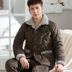 Mùa đông nam dày ba lớp cộng với nhung san hô nhung nhung đồ ngủ đơn mảnh flannel ấm áp áo khoác bông cotton - Pyjama đồ bộ cát hàn Pyjama