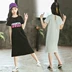 Váy bé gái mùa hè phiên bản Hàn Quốc bằng cotton in ngắn tay dài đến đầu gối trong áo thun bé trai ngoại quốc dáng áo thun bé gái - Trang phục dành cho cha mẹ và con