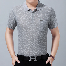 Футболка мужская 爸爸装夏季中年男士短袖t恤夏装亚麻棉t老人衫爷爷衣服中老年男装