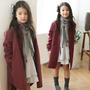 2018 mùa xuân mới Hàn Quốc phiên bản của mùa xuân và mùa thu cô gái dài tay trẻ em phụ nữ trẻ em lớn áo khoác áo khoác dài áo sơ mi mỏng