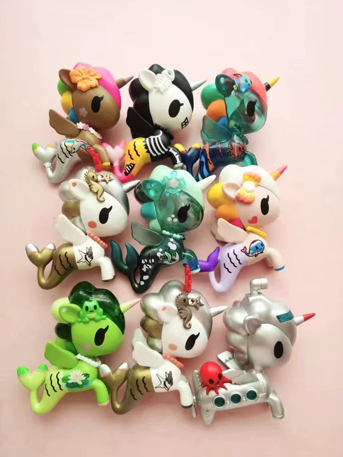 Tokidoki 1.2.3 поколения красивой русалки единорога зверь вода мать темно-синий ракушка раковина подводная лодка белый медведь
