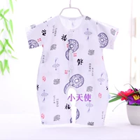 Комбинезон из хлопкового шелка с короткими рукавами и надписью 