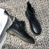 Martens, утепленные универсальные челси в английском стиле на плоской подошве, короткие сапоги, из натуральной кожи, в британском стиле, коллекция 2023, подходят для весны и осени, в корейском стиле