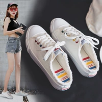 Không có gót chân lười biếng giày nữ mùa hè nửa kéo sneakers một bàn đạp đáy phẳng mà không có một đôi giày màu trắng nhỏ nửa bên ngoài mặc giầy bitis nữ