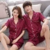 Mùa hè đồ ngủ nam lụa mỏng cardigan lụa ngắn tay của phụ nữ dịch vụ nhà kích thước lớn băng lụa couple phù hợp với mùa xuân và mùa thu