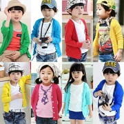 Trẻ em Hàn Quốc quần áo bé trai và bé gái kem chống nắng dài tay T-Shirt đáy áo điều hòa không khí quần áo cardigan 0 cardigan