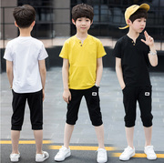 Cậu bé mùa hè phần mỏng 2 hai mảnh ngắn tay T-Shirt + quần short 5 quần 7 quần giản dị phù hợp với cậu bé thể thao
