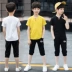 Mùa hè ngắn tay cậu bé 2018 quần short 7 quần trẻ em 5 hai bộ 6 trường tiểu học nam t-shirt mẫu giáo 3-14 tuổi