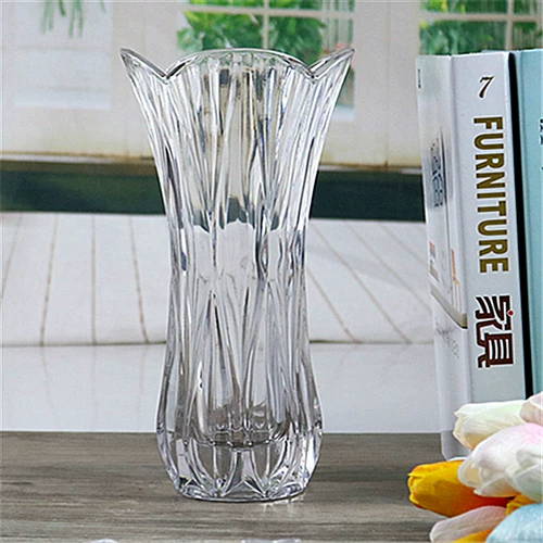 Бесплатная доставка утолщенная супер -более высокая прозрачная хрустальная стеклянная ваза богатая бамбуковая лилия -розовая цветочная орнамент